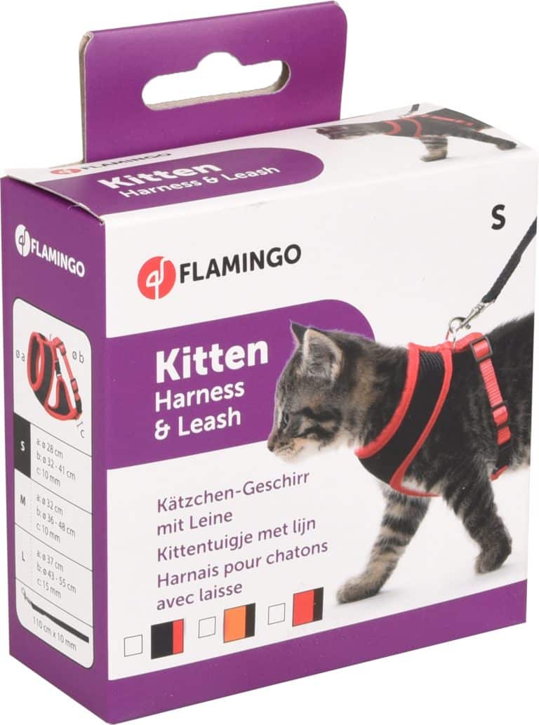 Mačja oprsnica s povodcem kitten aktiv rdeča 110cm Flamingo