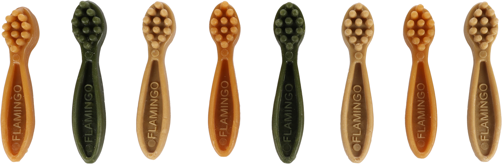 Flamingo Veggie Toothbrush priboljšek za pse v obliki ščetke 10 cm – rastlinski, brez mesa in žit, 8 kosov