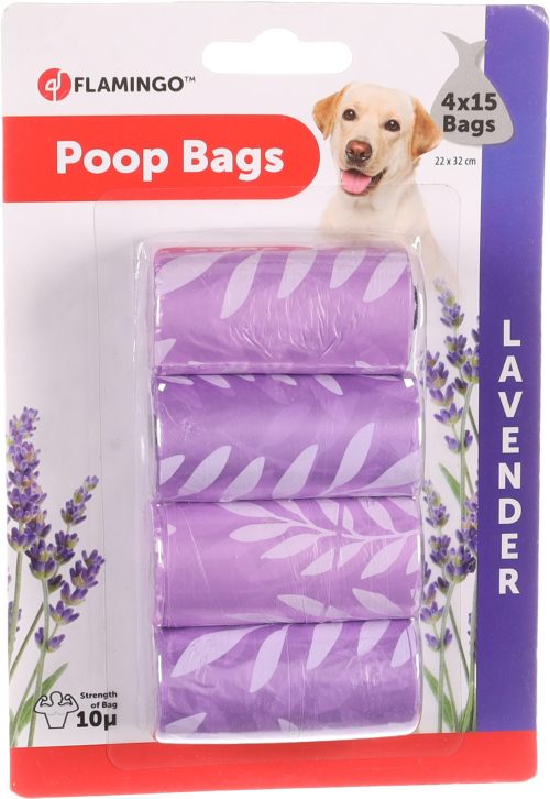 Vrečke za pasje iztrebke s sivko 4 x15 kosov Flamingo