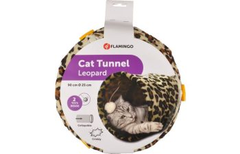 Tunel za mačke iz blaga Leopard 90cm / fi 25cm Flamingo