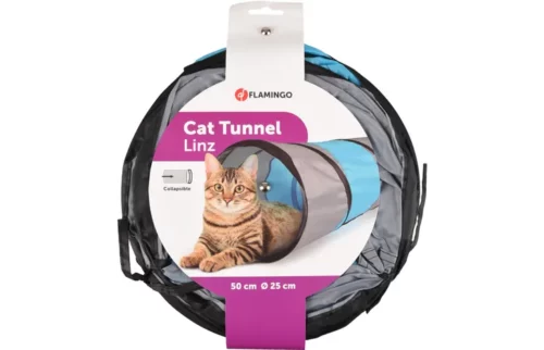 Tunel za mačke iz najlona modro/siv 50cm / fi 25cm Flamingo