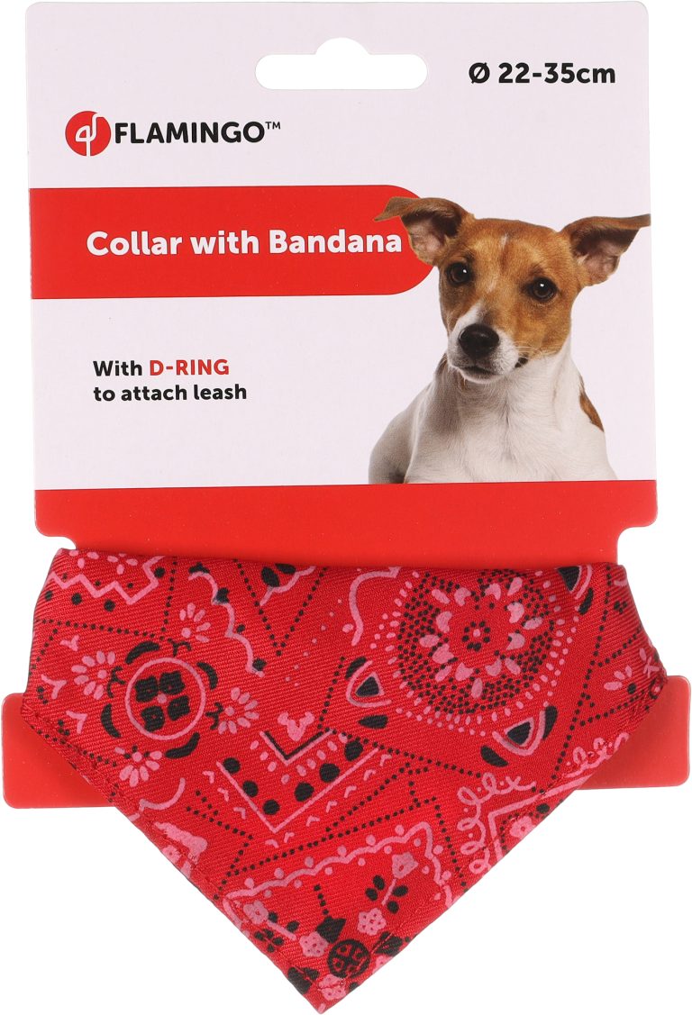 Flamingo Ovratnica z rutko rdeča 22-35cm/10mm