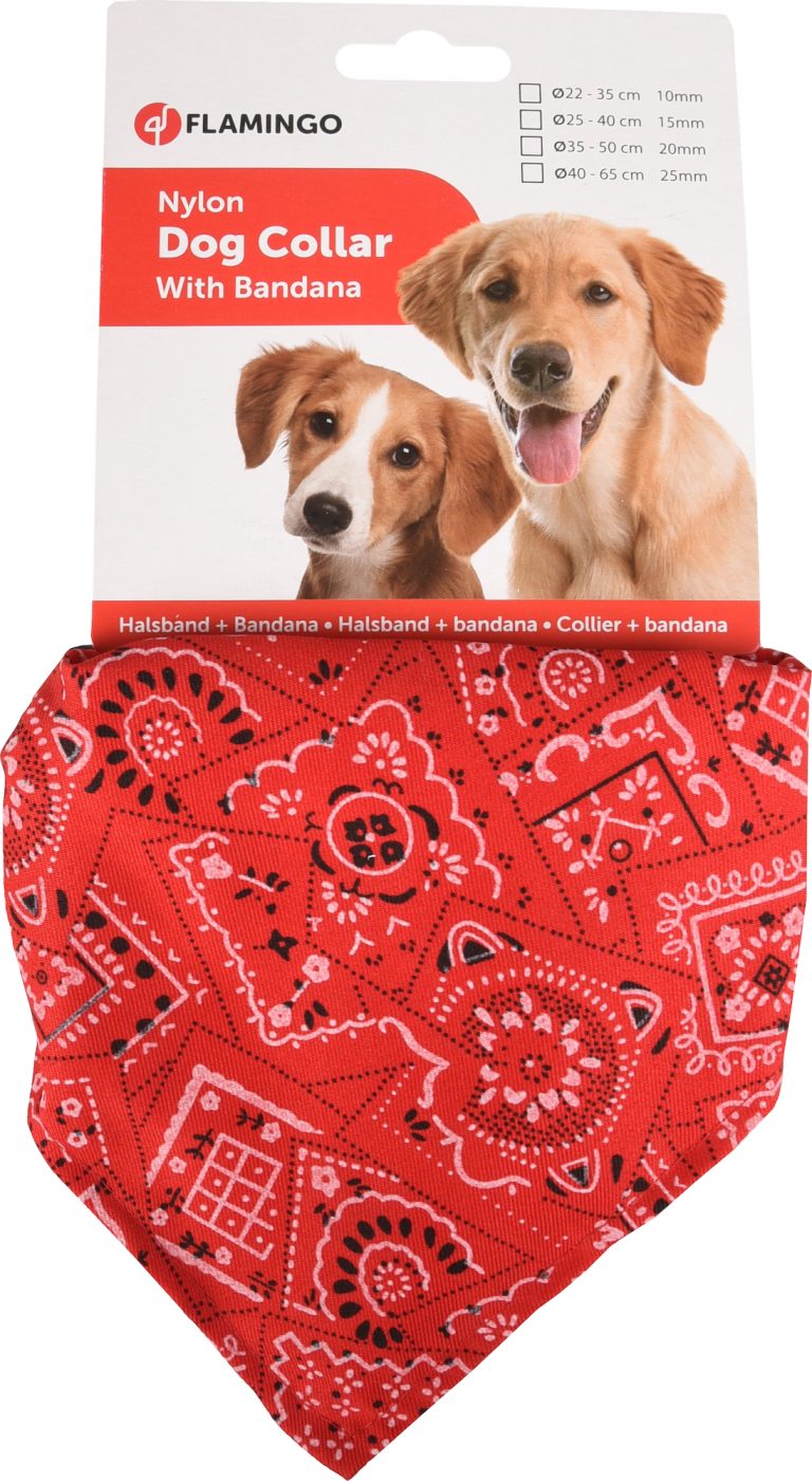 Flamingo Ovratnica z rutko rdeča 35-50cm/20mm
