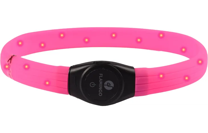 LED svetleča ovratnica za pse jumbo pink 35-64cm/7mm Flamingo