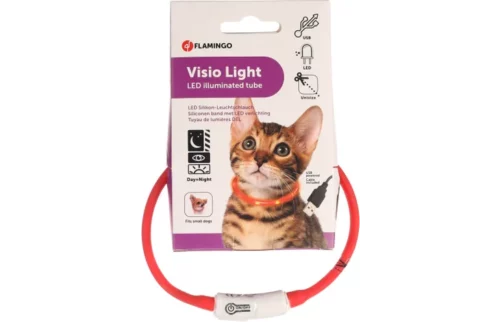 LED svetleča ovratnica za mačke in manjše pse 20-35cm/10mm rdeča