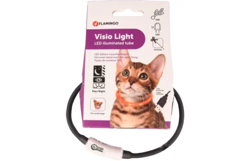 LED svetleča ovratnica za mačke in manjše pse 20-35cm/10mm črna Flamingo