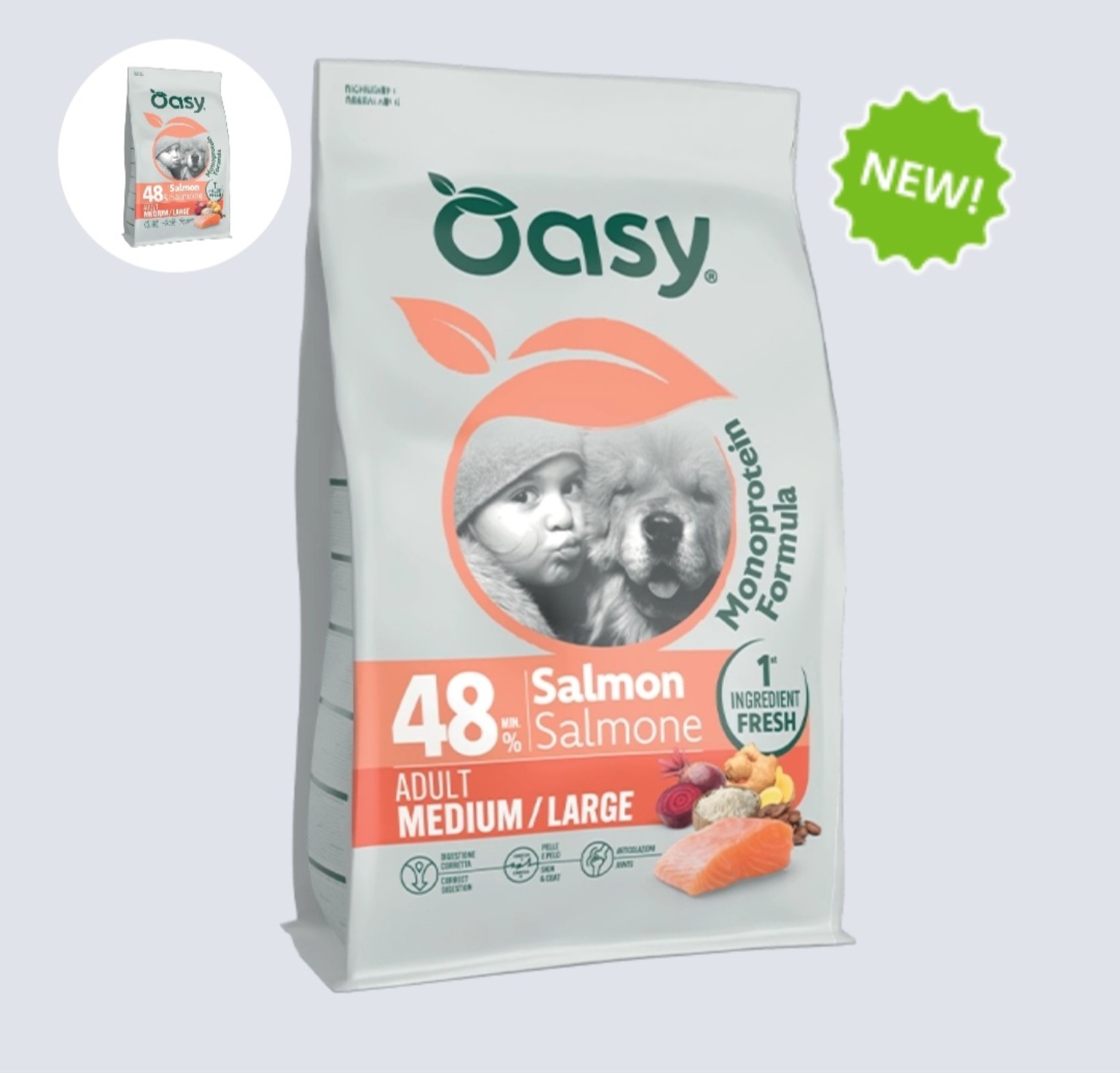 Oasy z Lososom (48%) za odrasle pse MONOPROTEINSKA