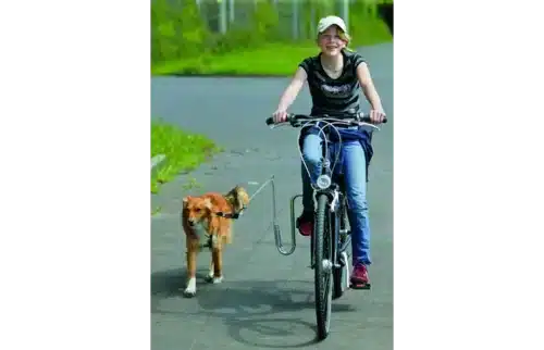 Povodec – vmesnik za varno vodenje psa ob kolesu Sprinter 58×36,5x42cm Flamingo