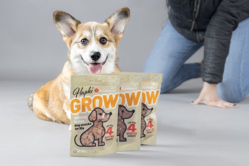 Priboljški za psa Grow puppy in adult mini piščančje kocke 85 g Flamingo