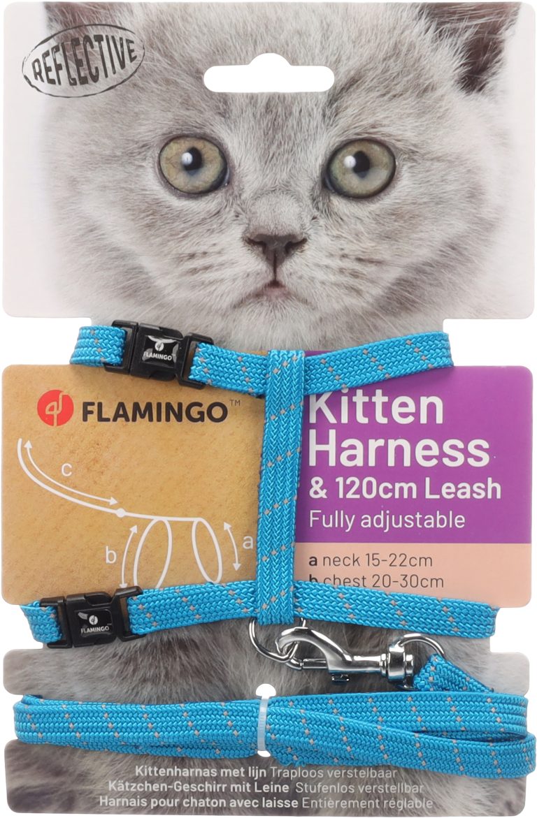 Mačja oprsnica s povodcem Kitten Elza Flamingo