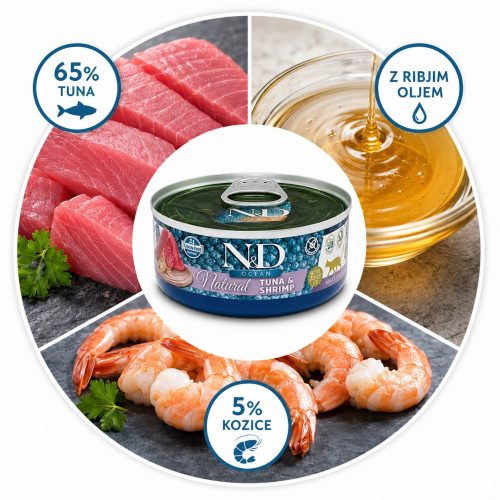 N&D Can Cat Natural Tuna&Shrimp 70g
