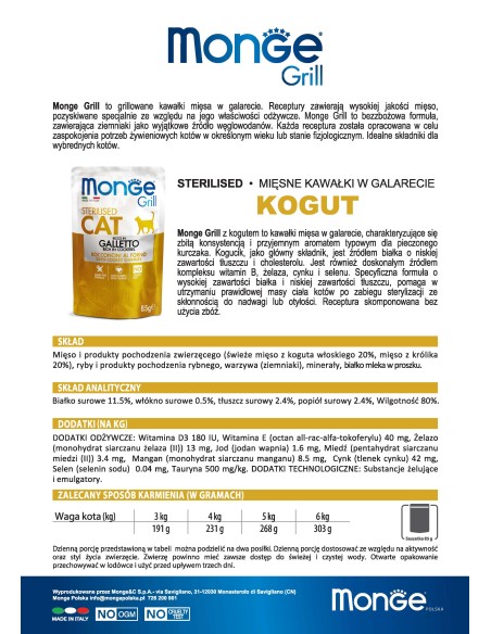 Monge Cat Grill Petelin 85g