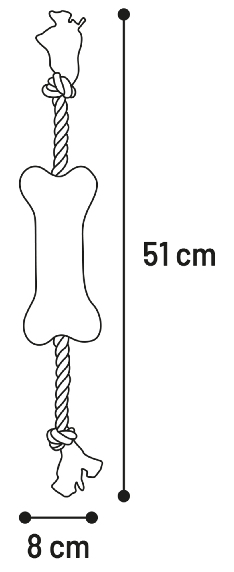 Flamingo Igrača Kost iz Usnja z Vrvjo Swa 51 cm