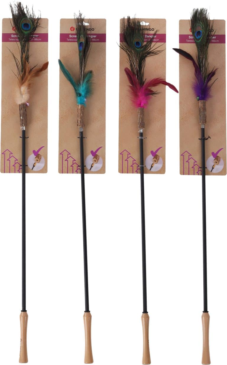 Igrača na palici s perjem teleskopska 61 - 186 cm Flamingo