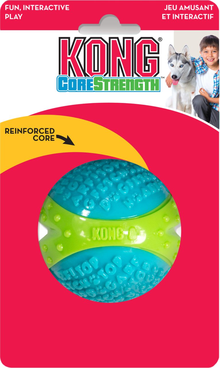 KONG CoreStrength žoga za pse močna večplastna turkizna 8 cm