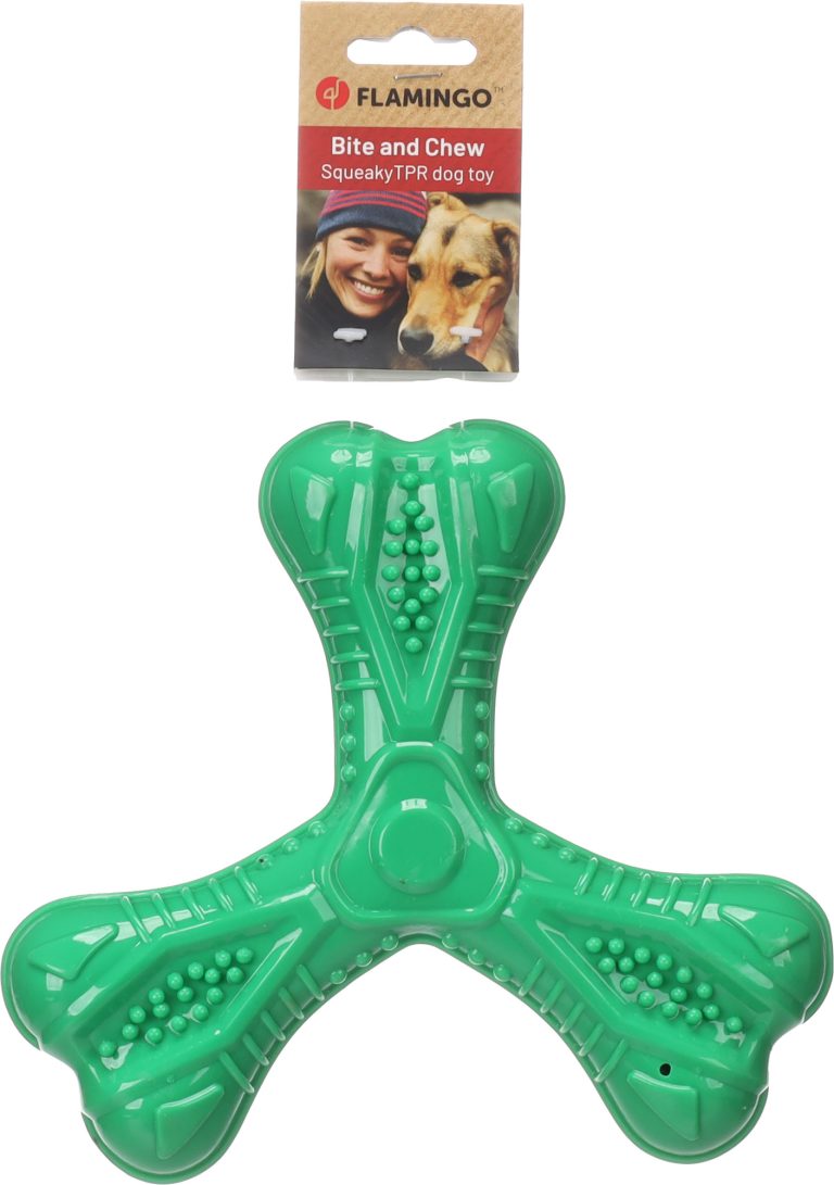 Igrača za pse Tegro trikraka zelena 22cm Flamingo