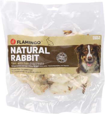 Priboljški za pse kunčje tace z dlako 200g Flamingo