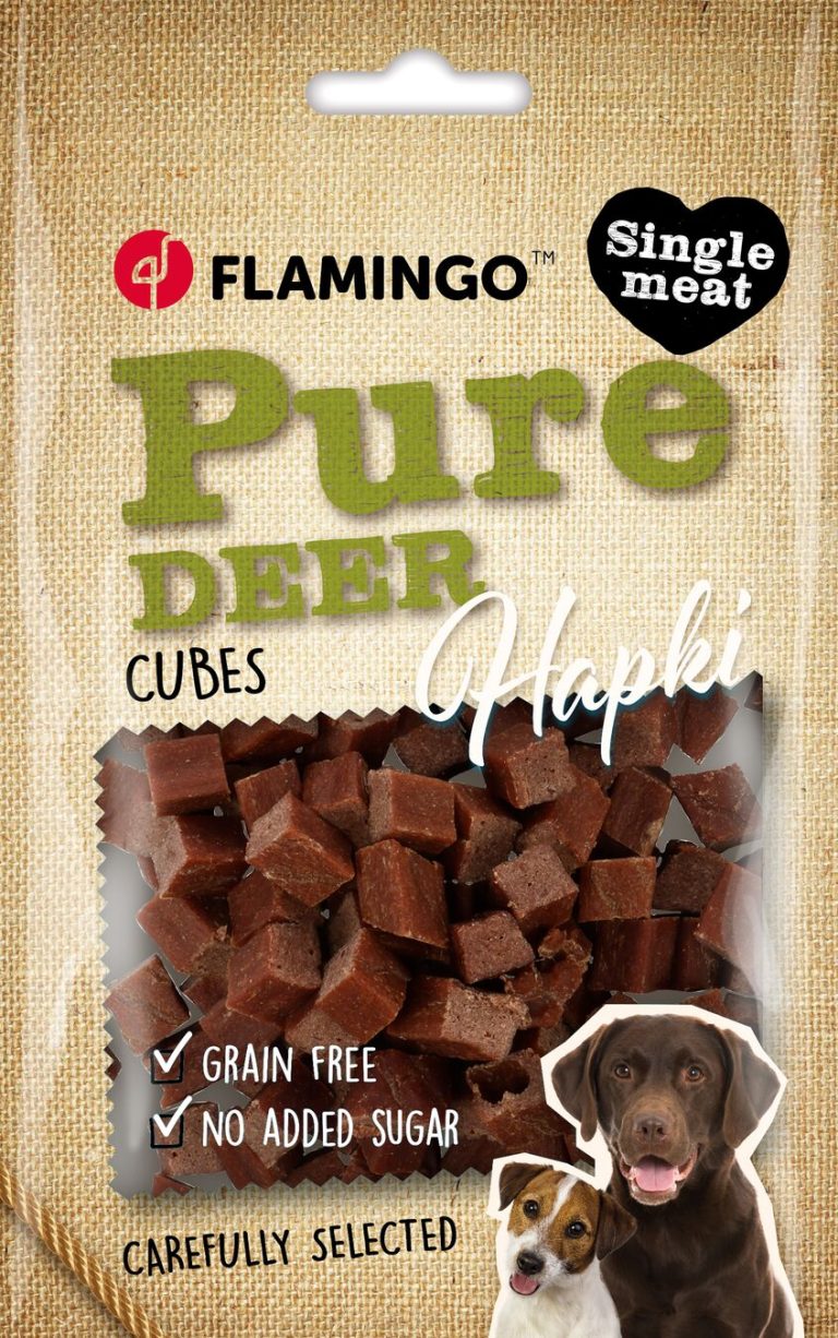 Hapki pribolj&scaron;ki za pse kocke z jelenom 85g Flamingo