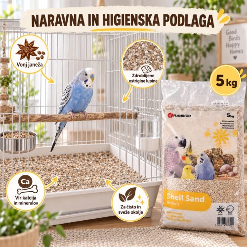 Flamingo rjavi pesek z ostriginimi lupinami in vonjem janeža 5 kg1
