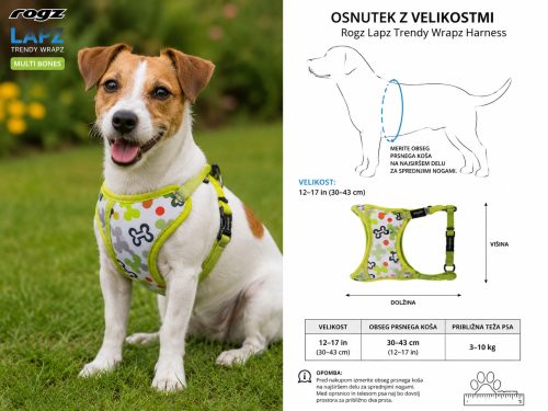 Rogz Trendy Wrapz oprsnica za psa Multi Bones 30–43 cm
