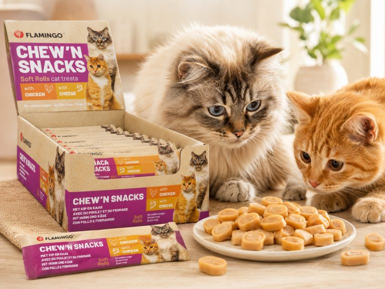 Flamingo Chew&rsquo;n Snack pribolj&scaron;ki za mačke pi&scaron;čanec & sir 10 g
