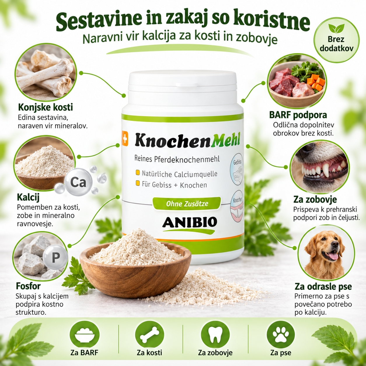 ANIBIO KnochenMehl 150g naravni kalcij za pse