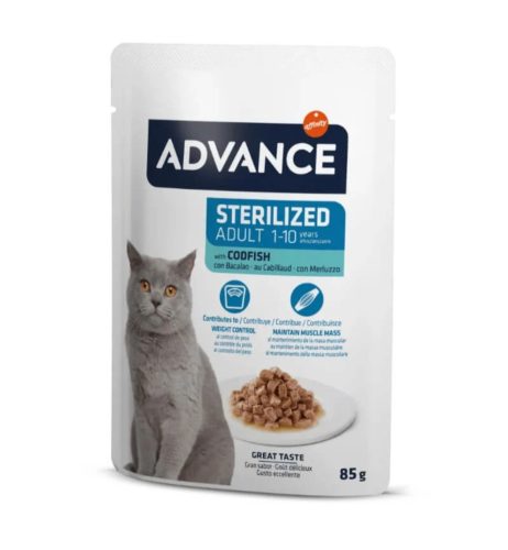 Advance Cat Adult Sterilized ko&scaron;čki v omaki, vrečka - trska - 85 g