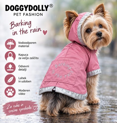 Dežni pla&scaron;ček za psa DoggyDolly Old Rose &ndash; 20 cm