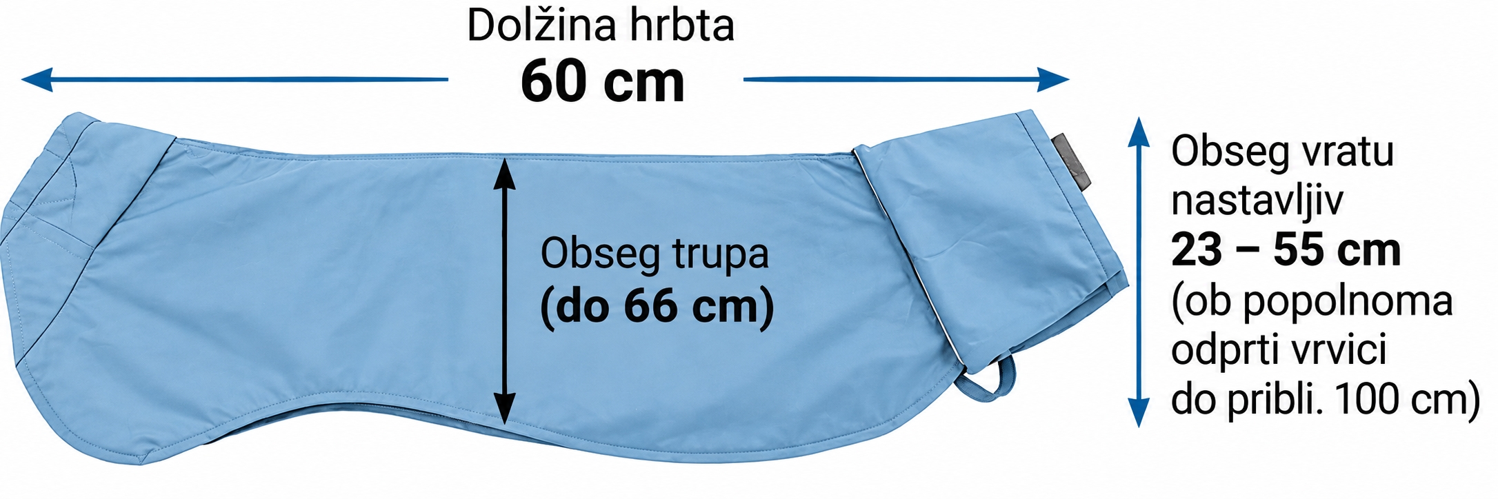 United Pets Easy Drops &ndash; pasji dežni pla&scaron;č 60 cm, svetlo moder