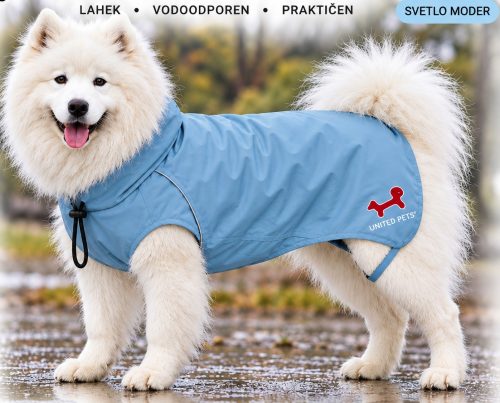 United Pets Easy Drops &ndash; pasji dežni pla&scaron;č 60 cm, svetlo moder